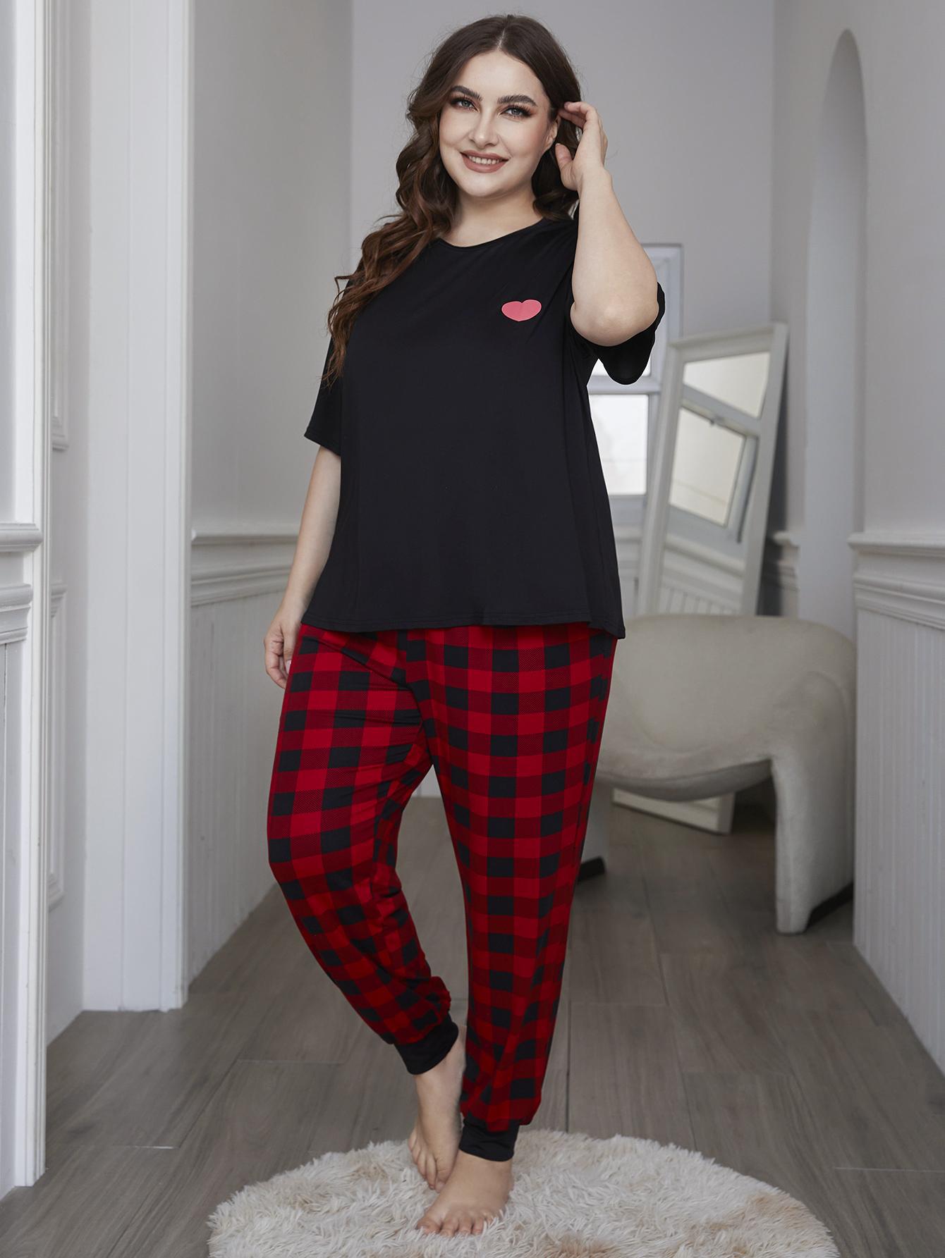 Plus size plaid pajama 2024 pants