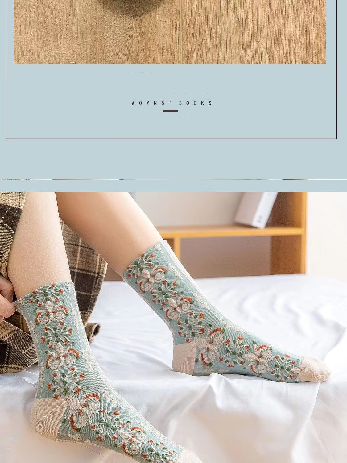 Floral Socks Set Women Cute Flower Geometric 3d Textured Ankle Cotton Blend Cottagecore Lucky 