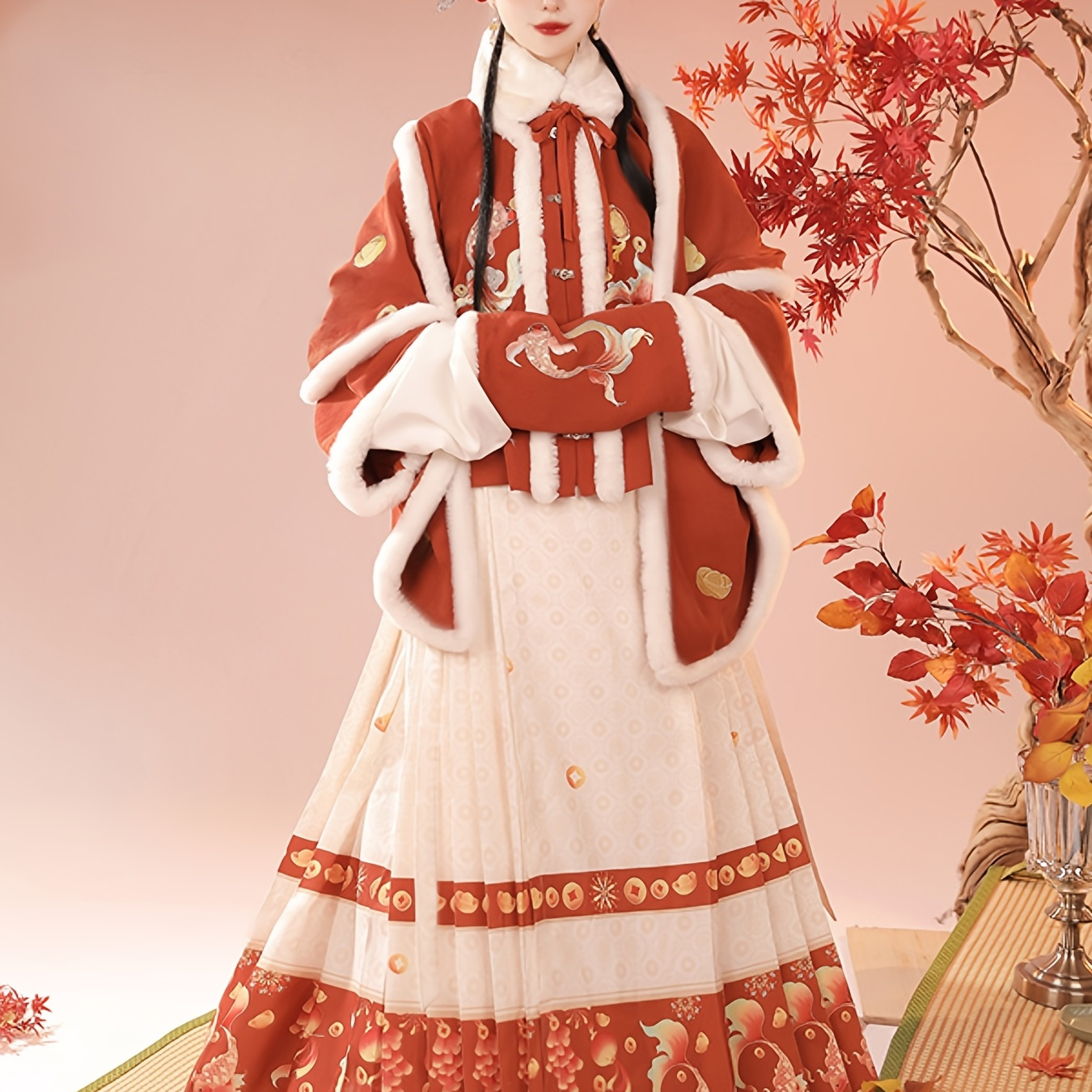 中国の旧正月の漢服 馬面郡スカート 古代中国の伝統衣装 明代の婦人服