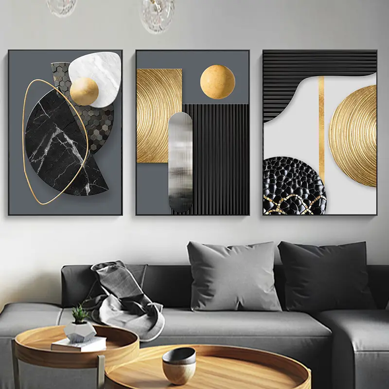 3pcs frameless abstract geometry canvas wall art painting print wall decor 11 8 15 7inch details 1