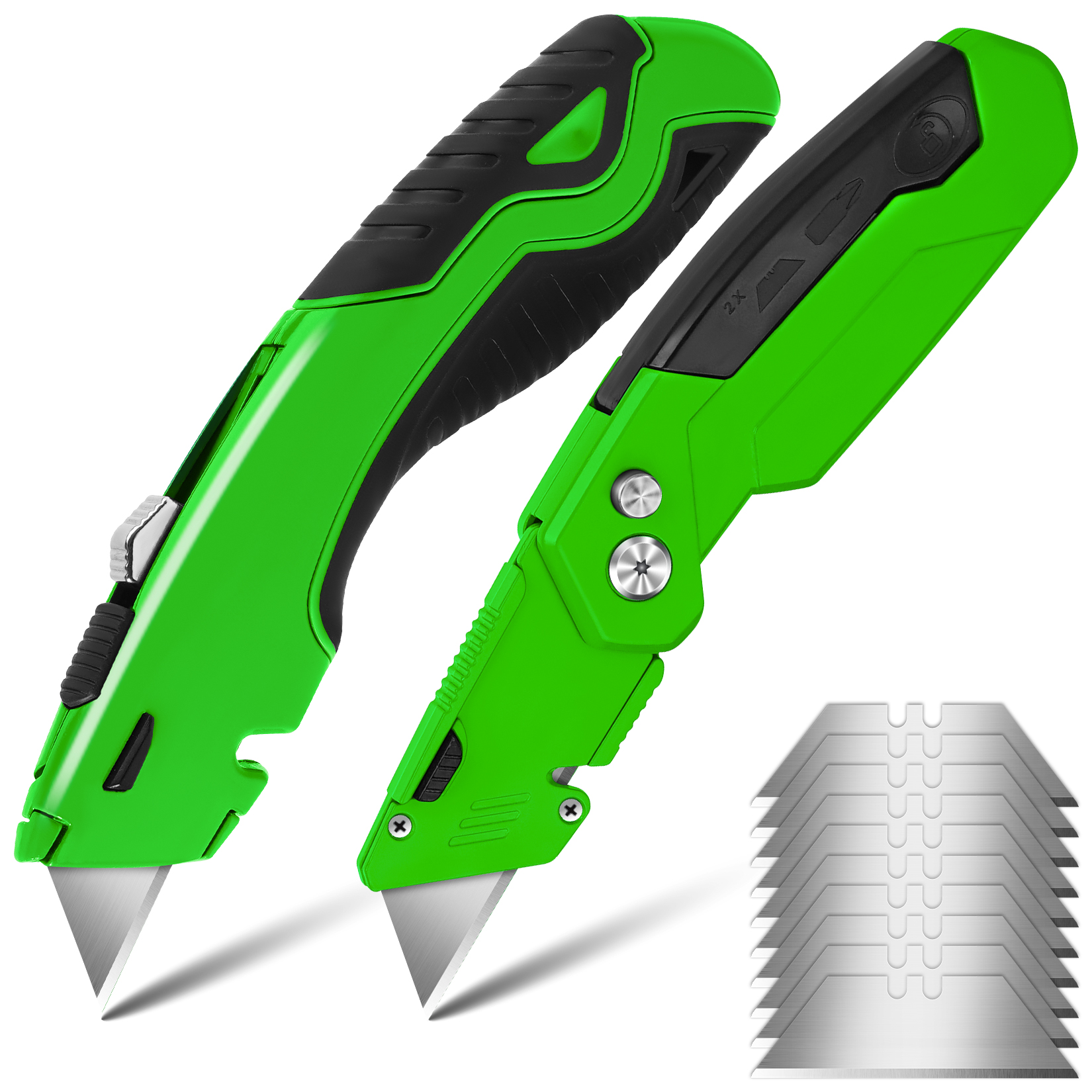 10 Pieces 2-Notch Utility Knife Blades, Box Cutter Razor Safety Dispen –  FixtureDisplays