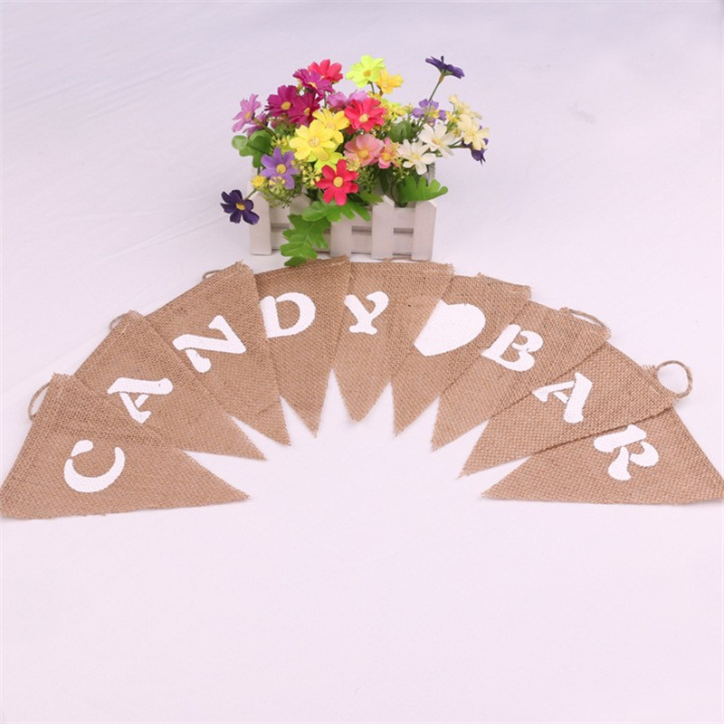 Image of Christmas Love Burlap Pennant Party Decoration Banner, 1 Set Of 9pcs