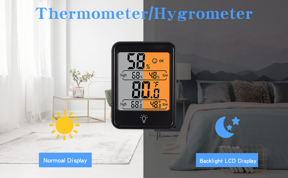1pc indoor thermometer digital hygrometer room thermometer humidity monitor with backlight thermometer for room temperature room indoor thermometer humidity meter temperature humidity monitor battery not included details 0