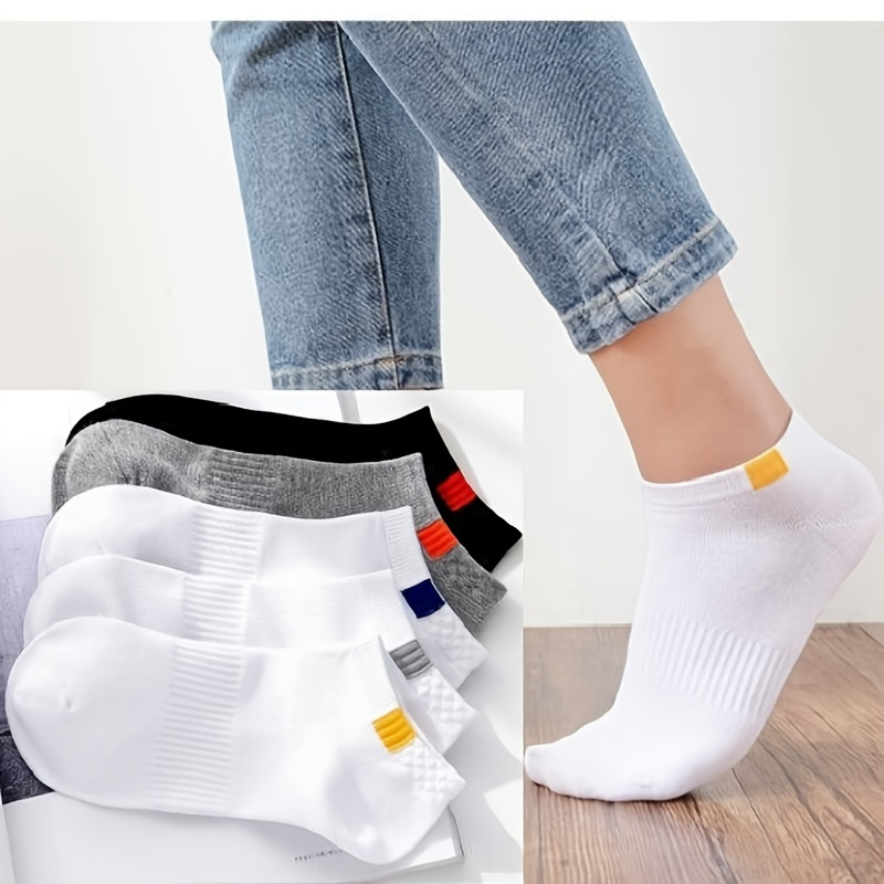 

5pairs Men's Breathable Non-slip Sweat Resistant Anti-odor Ankle Socks, Multicolor Set