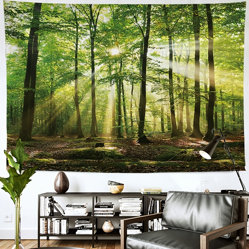 Papel tapiz decorativo para sala de estar, diseño moderno, paisaje natural,  pavos reales con sofá y mesa, iluminación de pared