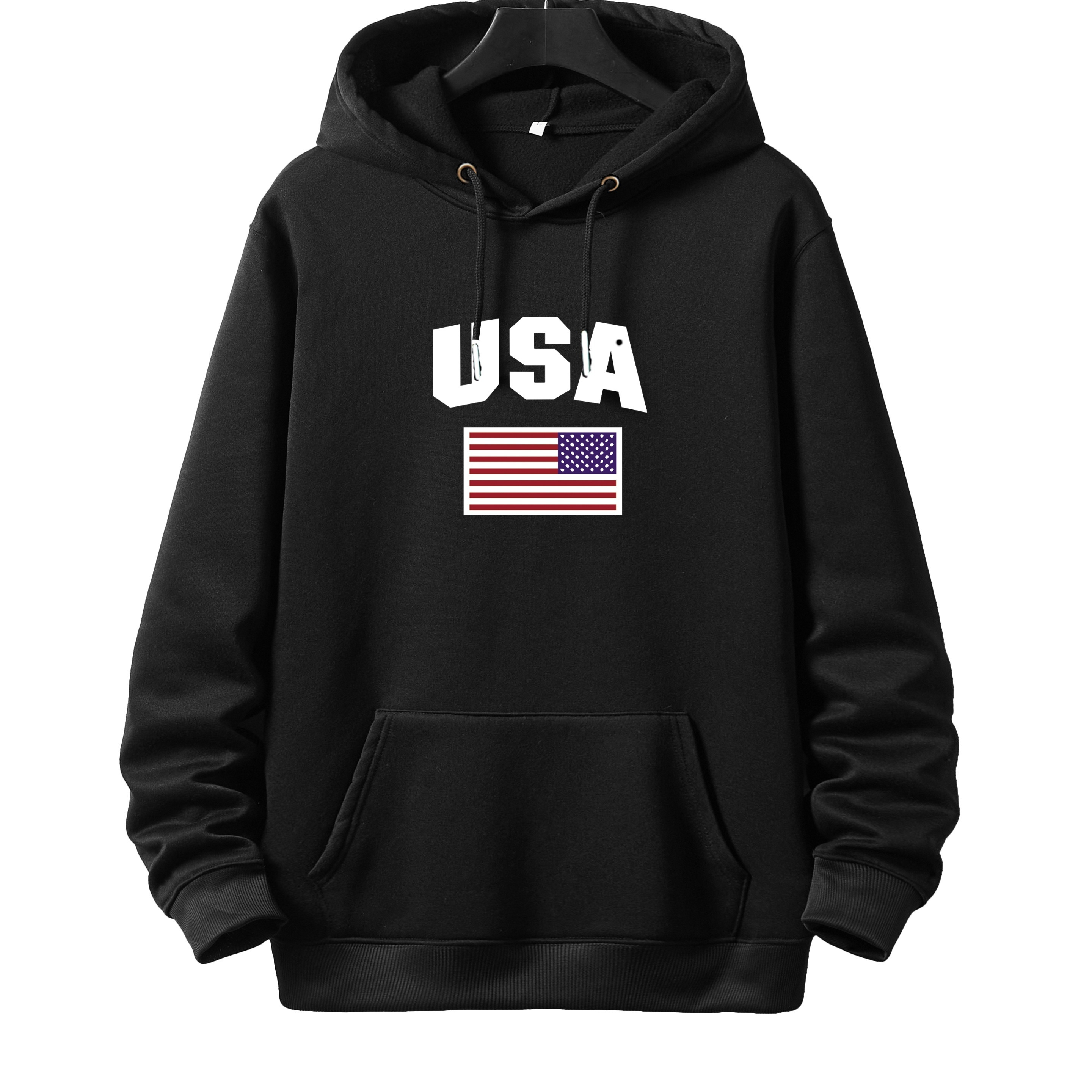 Men's Letter Graphic Fleece Hoodie For Big And Tall Guys, Plus Size