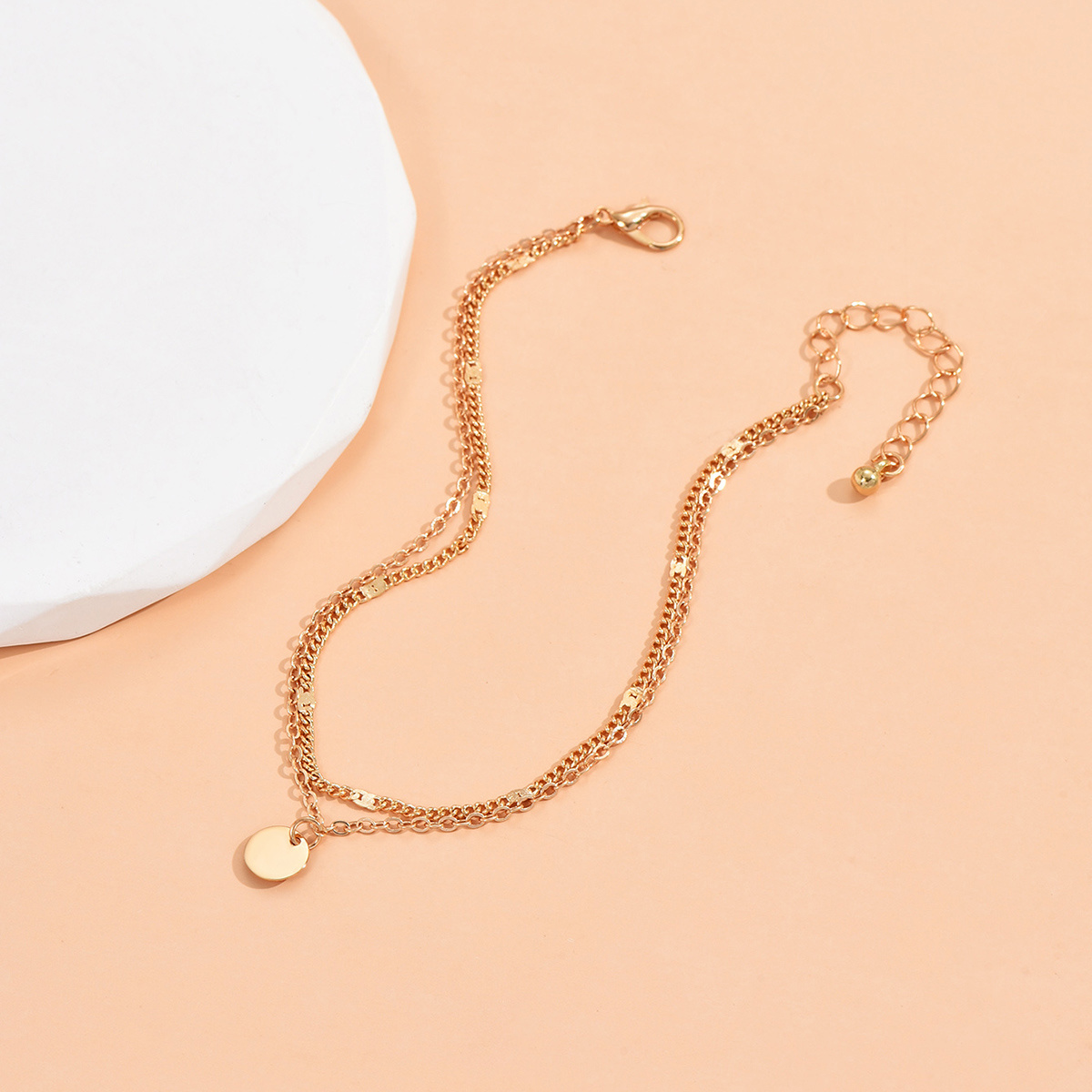 1 Round Pendant Double-layer Anklet