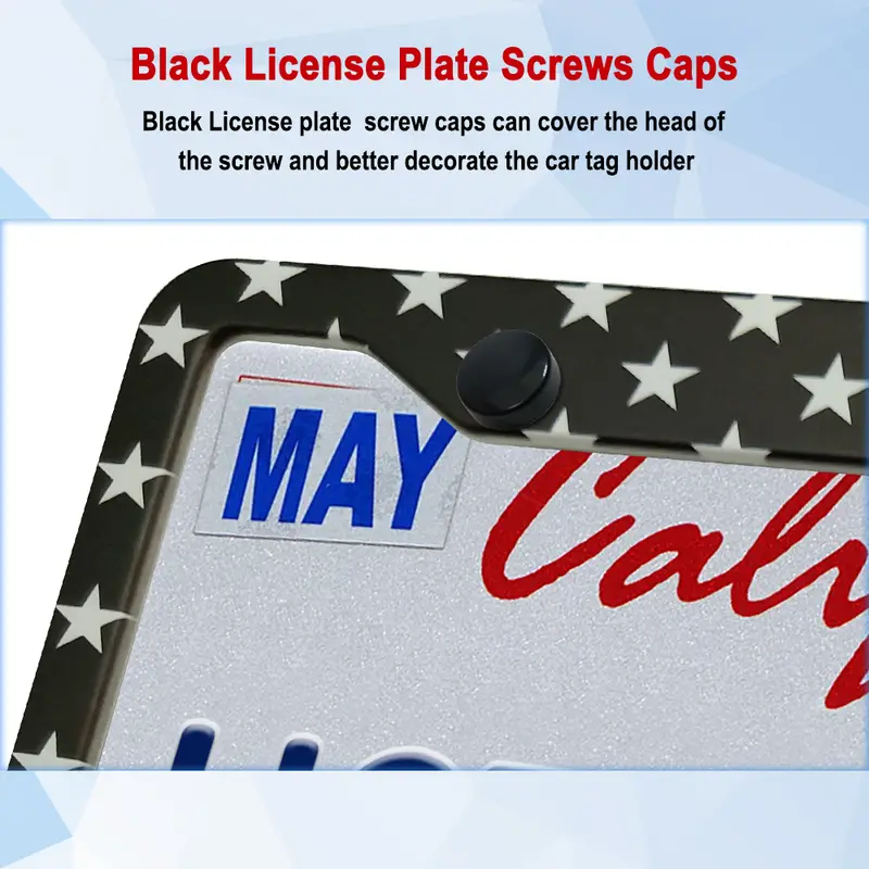 2Pcs American Flag License Plate Frame USA Patriotic Thin Blue Line Car Tag Cover With Screws Caps 4 Hole Novelty Heavy Duty Aluminum Holder For Men