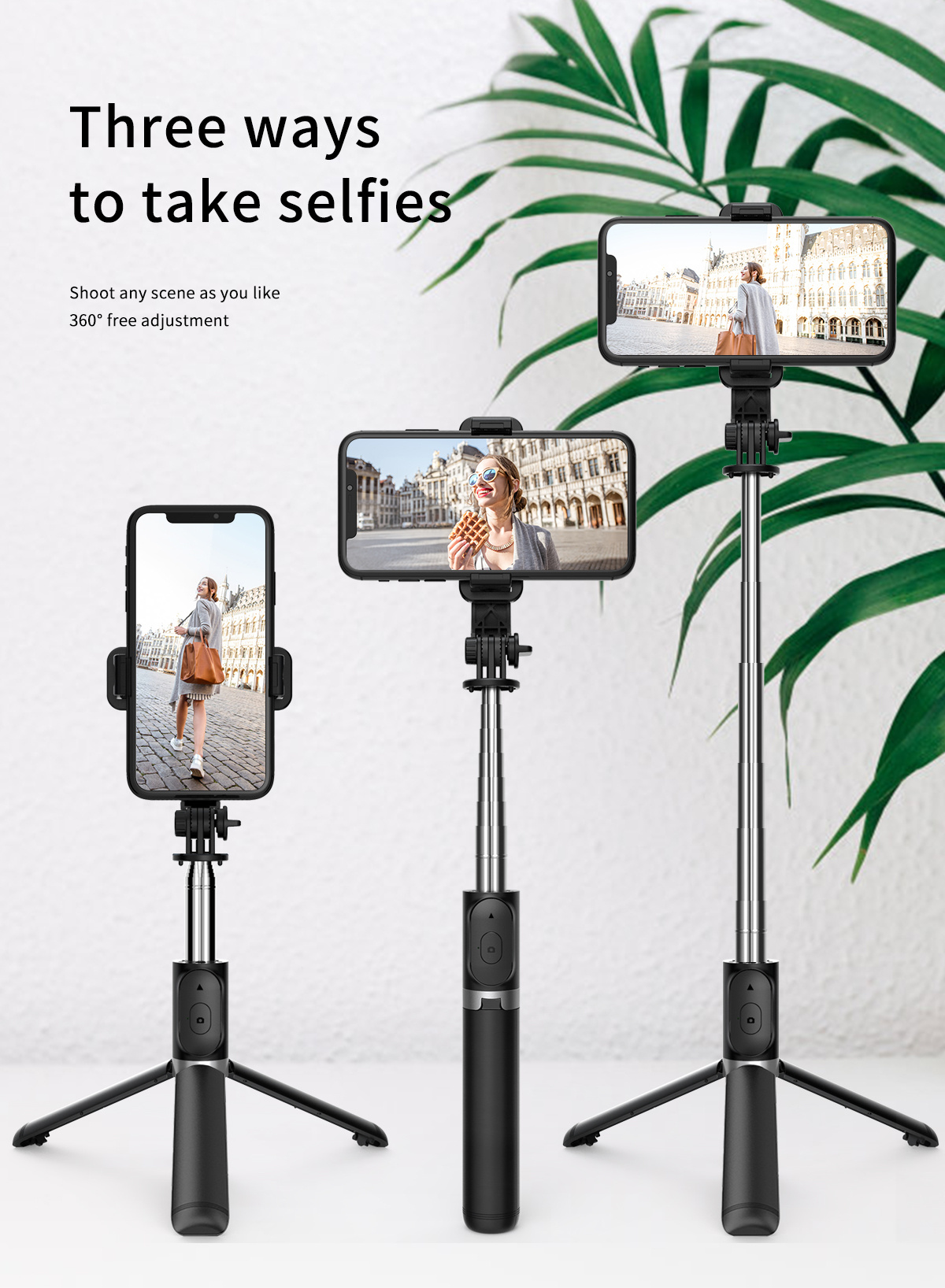 Bettvance - Palo selfie de 40 pulgadas con luz de relleno LED y trípode  para teléfono, soporte extensible para teléfono celular con control remoto