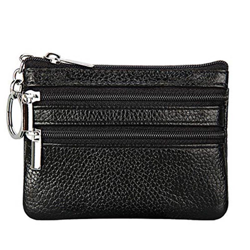 Fashion Leather Coin Purse With Key Ring Women Small Wallet Change Purses  Mini Simple Zipper Money Bags Pocket Wallets