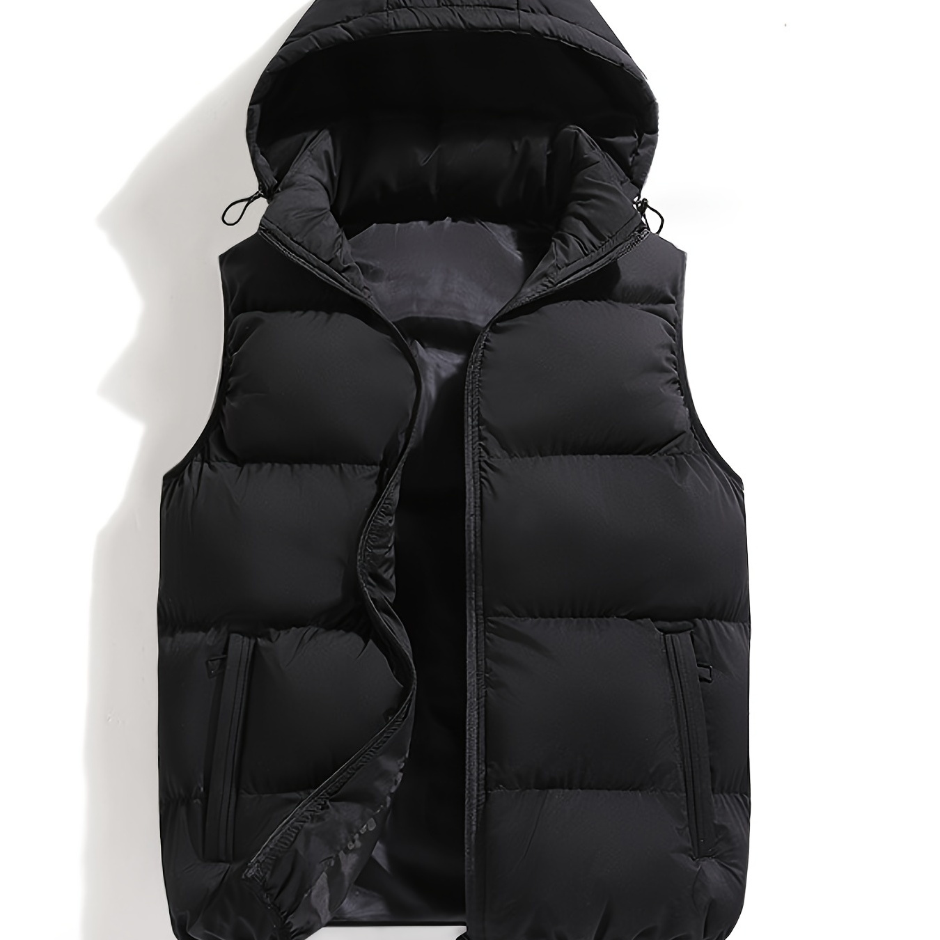 

Men's Solid Hooded Puffer Vest For Autumn And Winter
