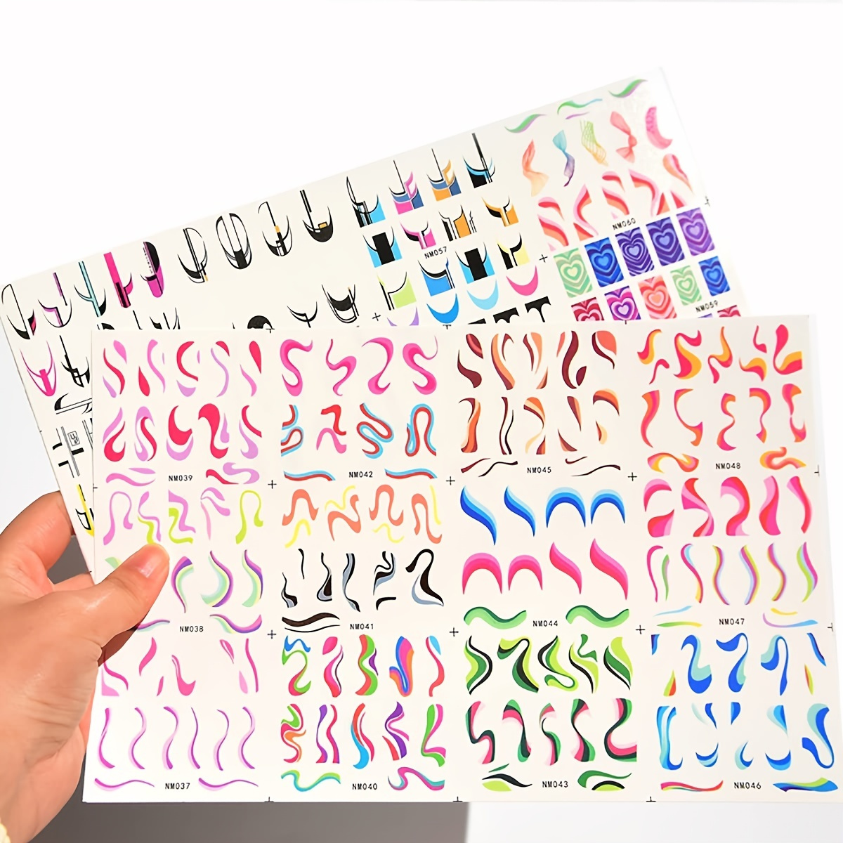 

12 Sheets Colorful Stripes Nail Art Stickers Water Transfer Nail Decals Rainbow Wave Nail Stickers For Nail Art Nail Decoration Watermark Nail Designs Accessories Acrylic Nail Supplies