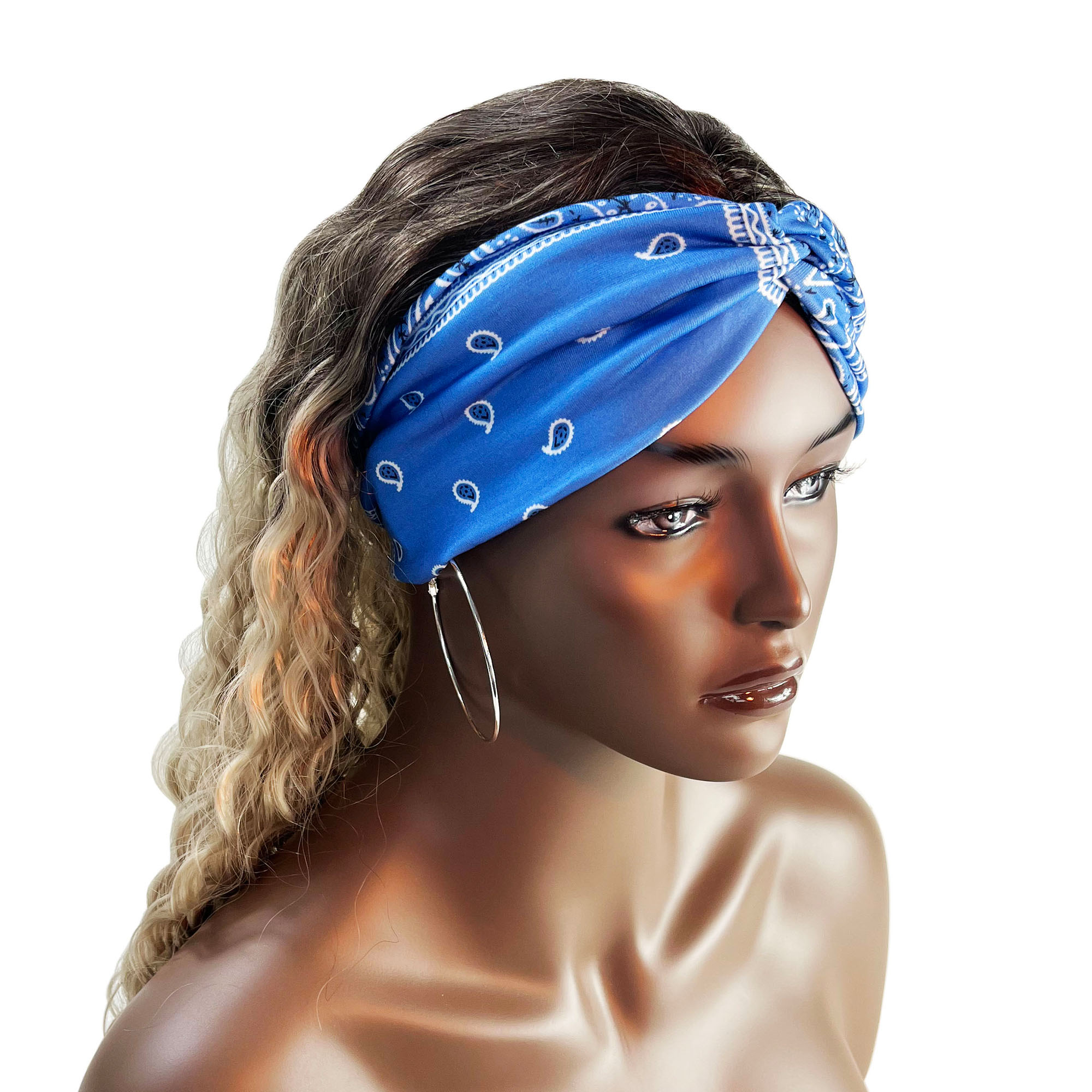 Boho Headband Women Stretchy Wide Hair Band Paisley Pattern - Temu