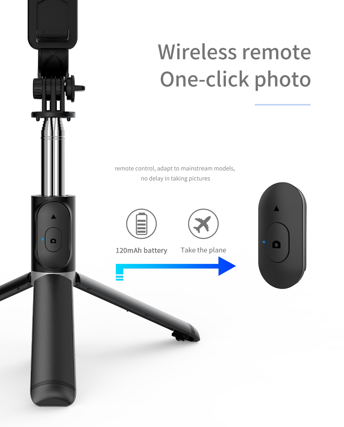  TONEOF Palo selfie de 60 pulgadas con control remoto  inalámbrico integrado, portátil, ligero, trípode expandible para  teléfono/iPhone y Android de 4 a 7 pulgadas (azul) : Celulares y Accesorios