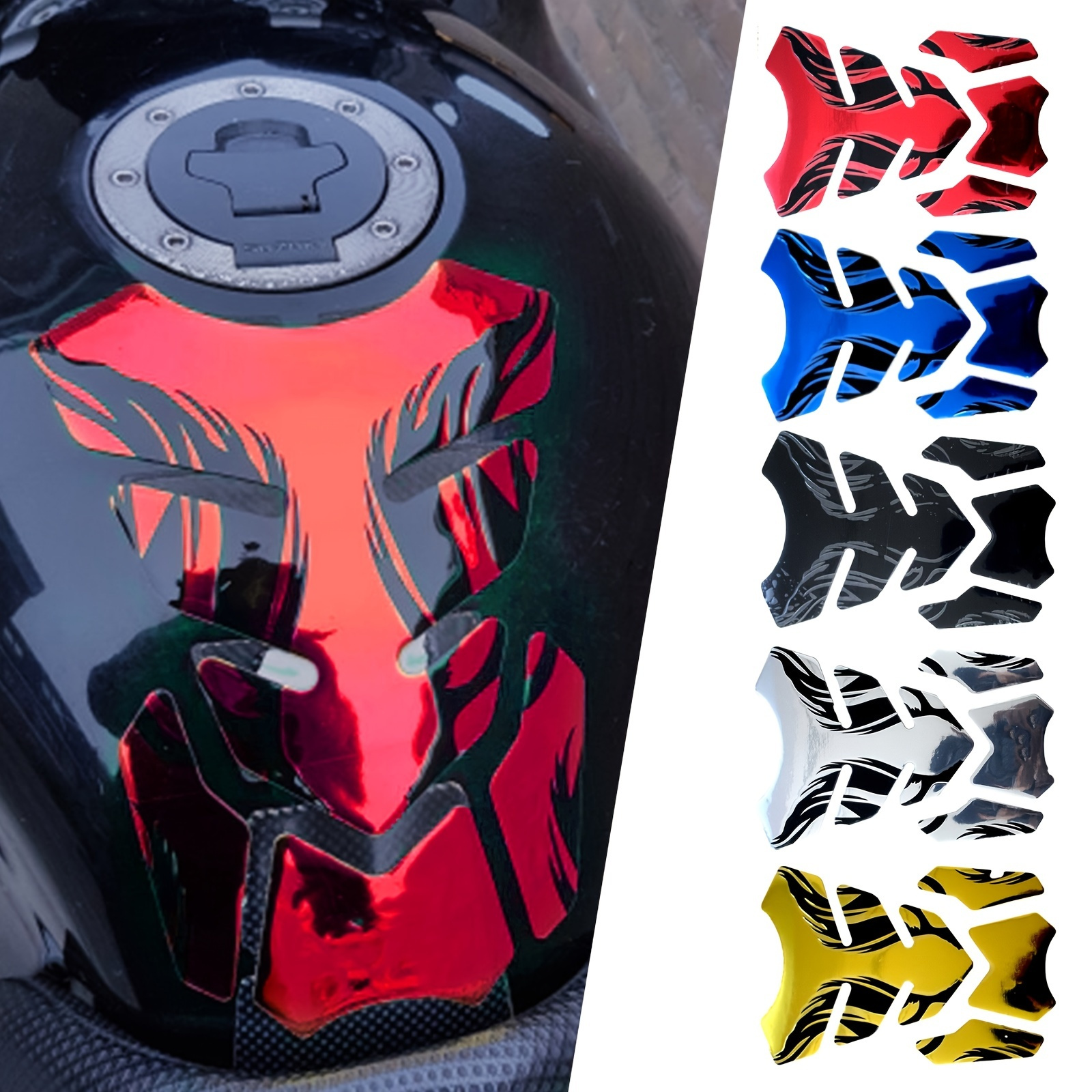 

Tank Pad Sticker Fishbone 3d Tank Pad Stickers Oil Gas Protector Cover Decoration Flame Motorcycle Accessories For Honda Yamaha For For Victory