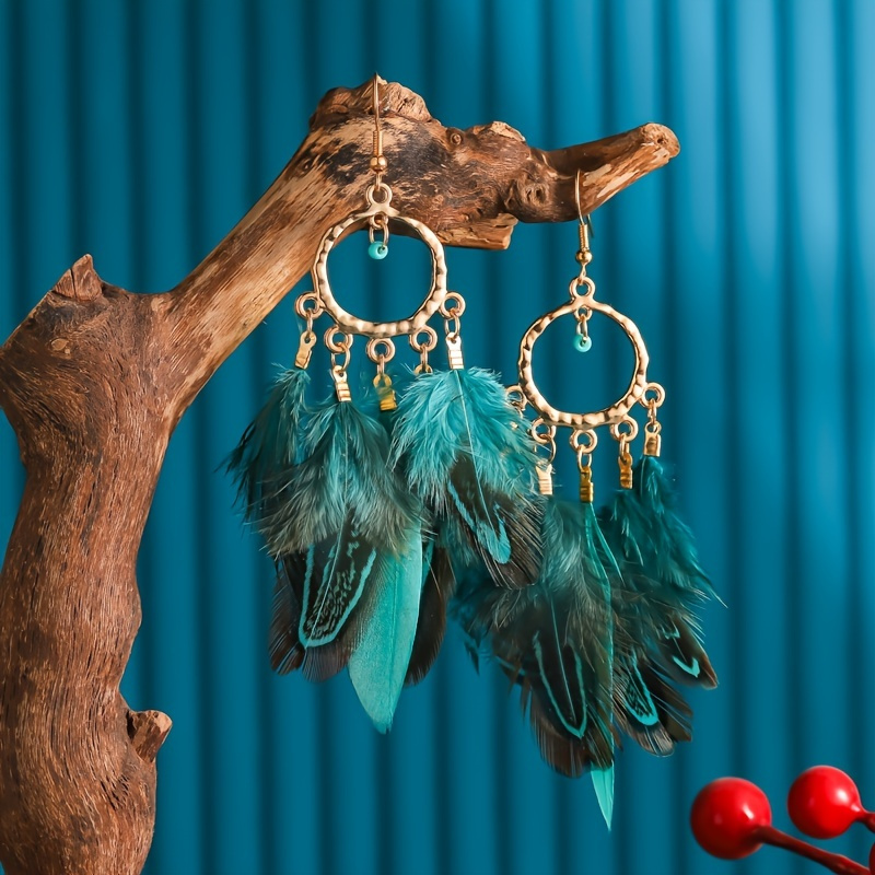 

Boho Style Rice Beads Feather Earrings Simple Casual Ear Jewelry For Women Gift