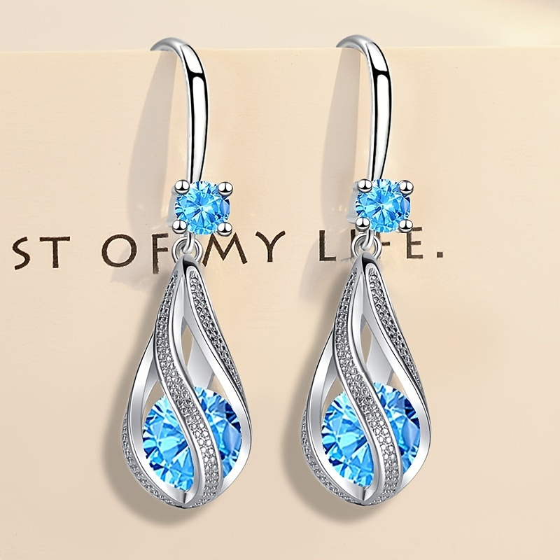 

Delicate Teardrop Zircon Earrings Floral Spiral Earrings Jewelry For Women 1pair