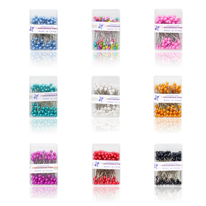 Benvo 250Pcs 1.5 Inch Sewing Pins with Glass Pearl Head Pins Straight  Quilting Pins Multicolor Ball Head Pins with Hanging Plastic Contain Box  for