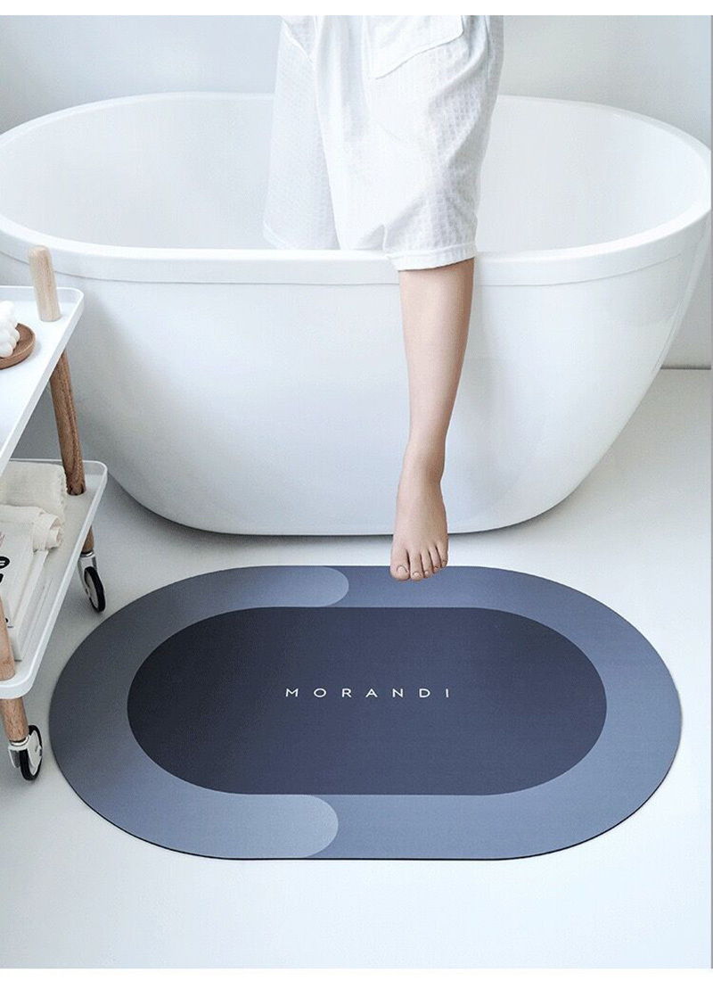 Oval Bath Mat Super Absorbent Quick Drying Bathroom Carpet Kitchen Oil  Proof Bath Mat Anti-slip Diatom Mud Washable Foot Mats