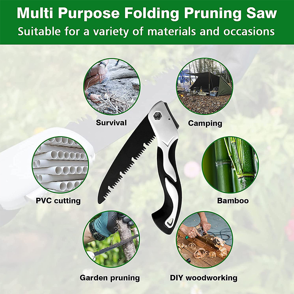 1pc High Quality Sk5 Steel Folding Saw With Wooden Camping Bag, Heavy