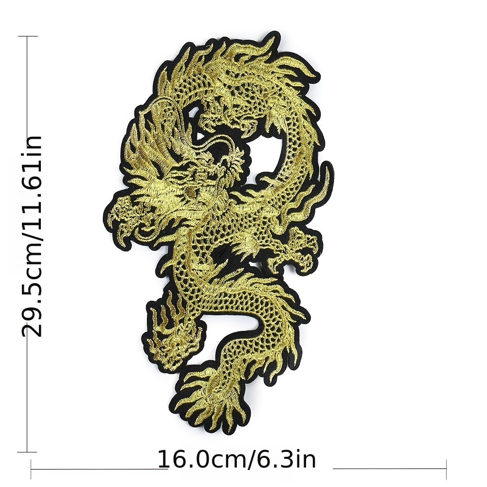 1pc 29cm Large Golden Chinese Dragon Embroidery Iron On Transfer