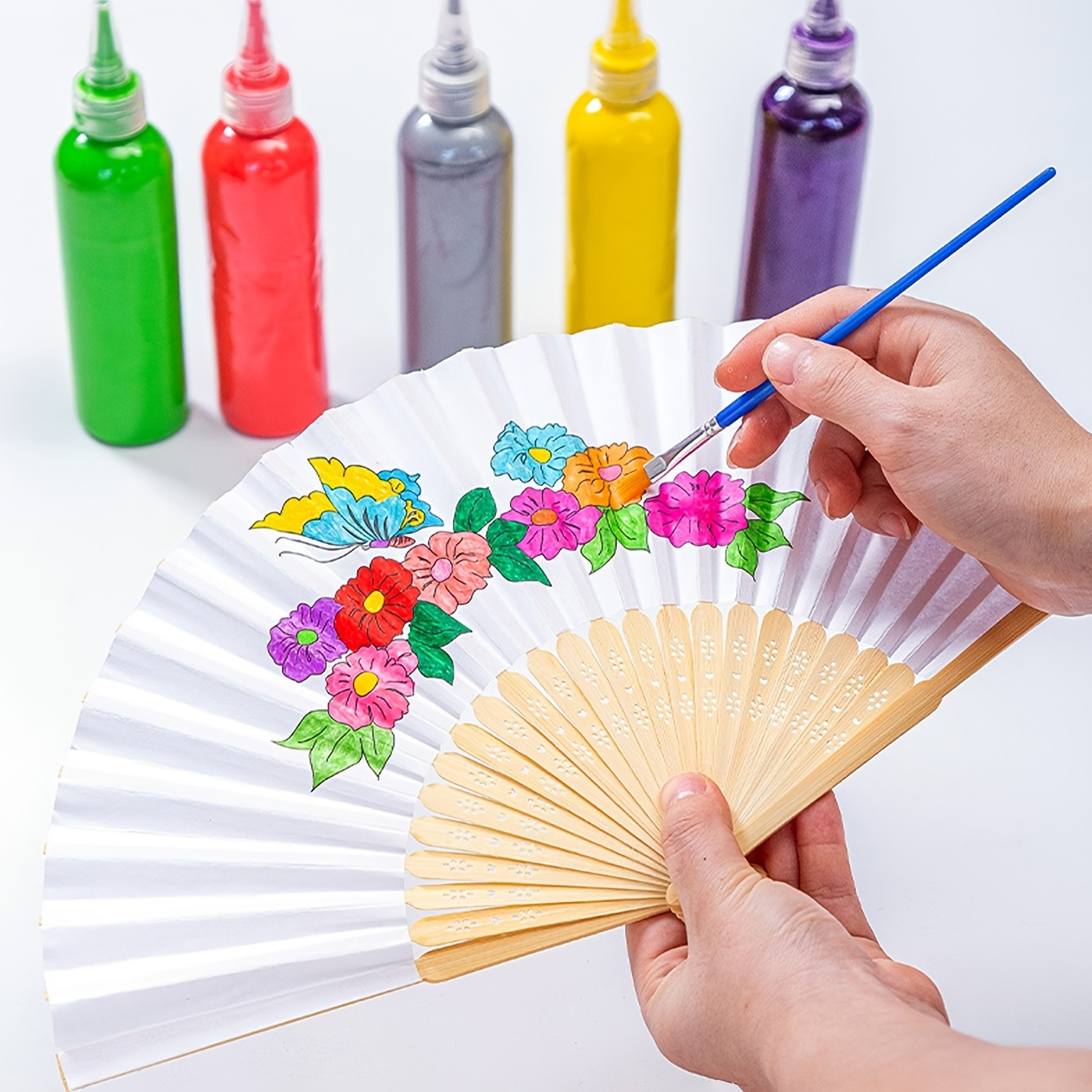 Folding Paper Fan Chinese Style Blank Paper Fan Painting Fan - Temu