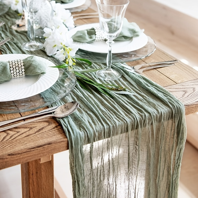 1pc Light Green Light Brown Tulle Table Runner Wedding Birthday Decoration Christmas Banquet