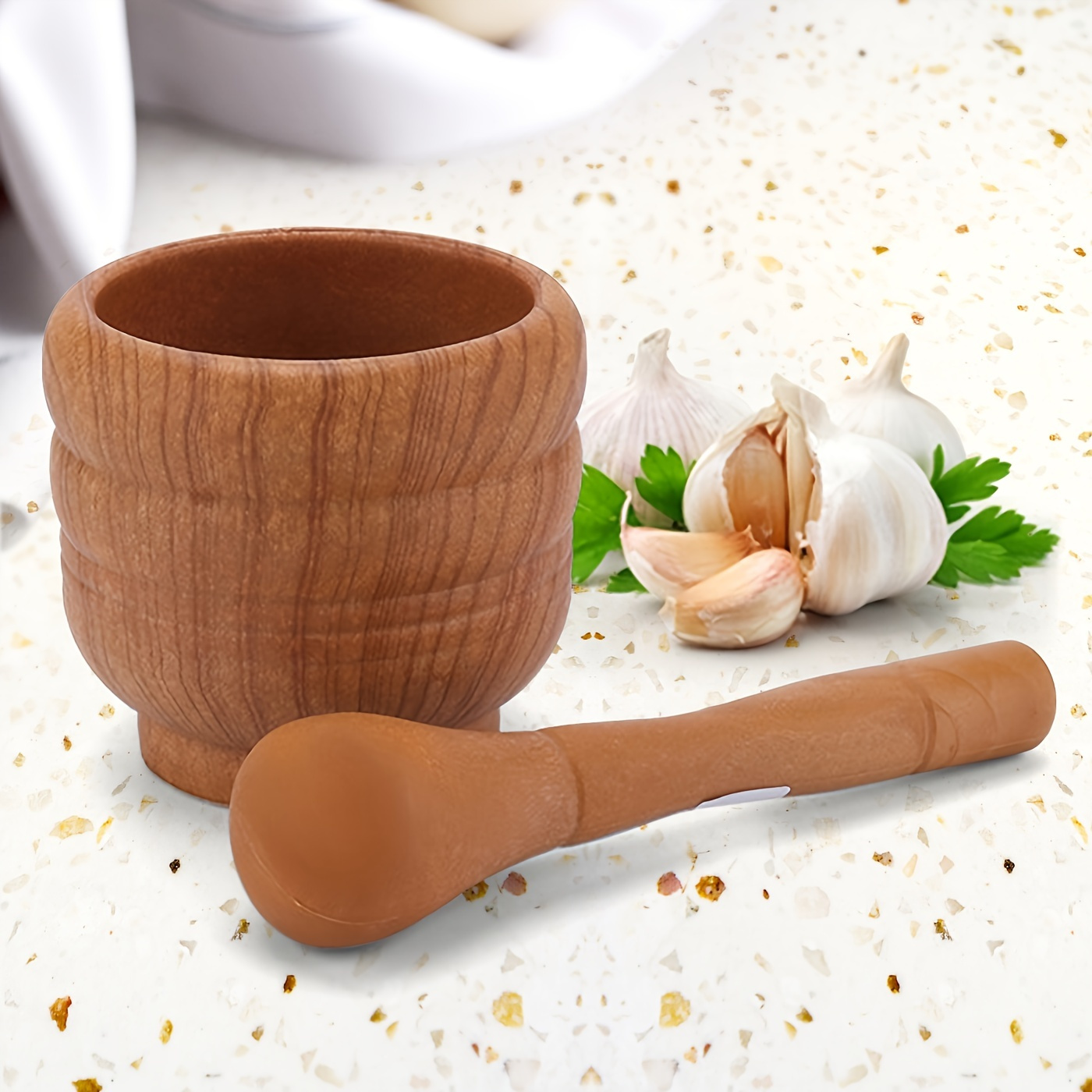 

1pc Grinder Bowl With Rod Hammer, Multipurpose Garlic Masher, Large Household Garlic Masher, Seasoning Spice Tools, Kitchen Gadgets, 4.3inch*3.9inch
