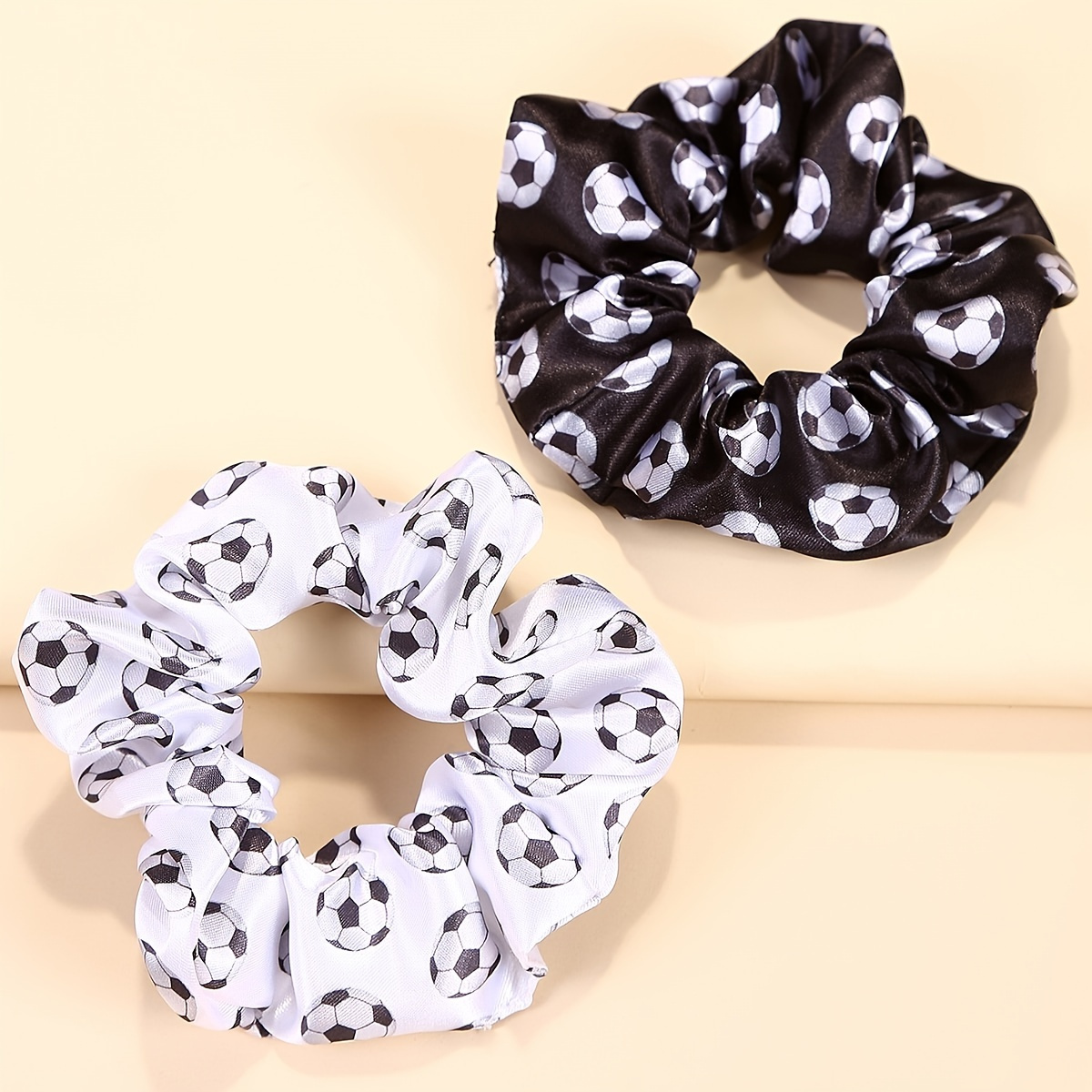 

2pcs Minimalist Soccer Scrunchie Hair Tie - Protective Ponytail Holder For Silk Hair Styling