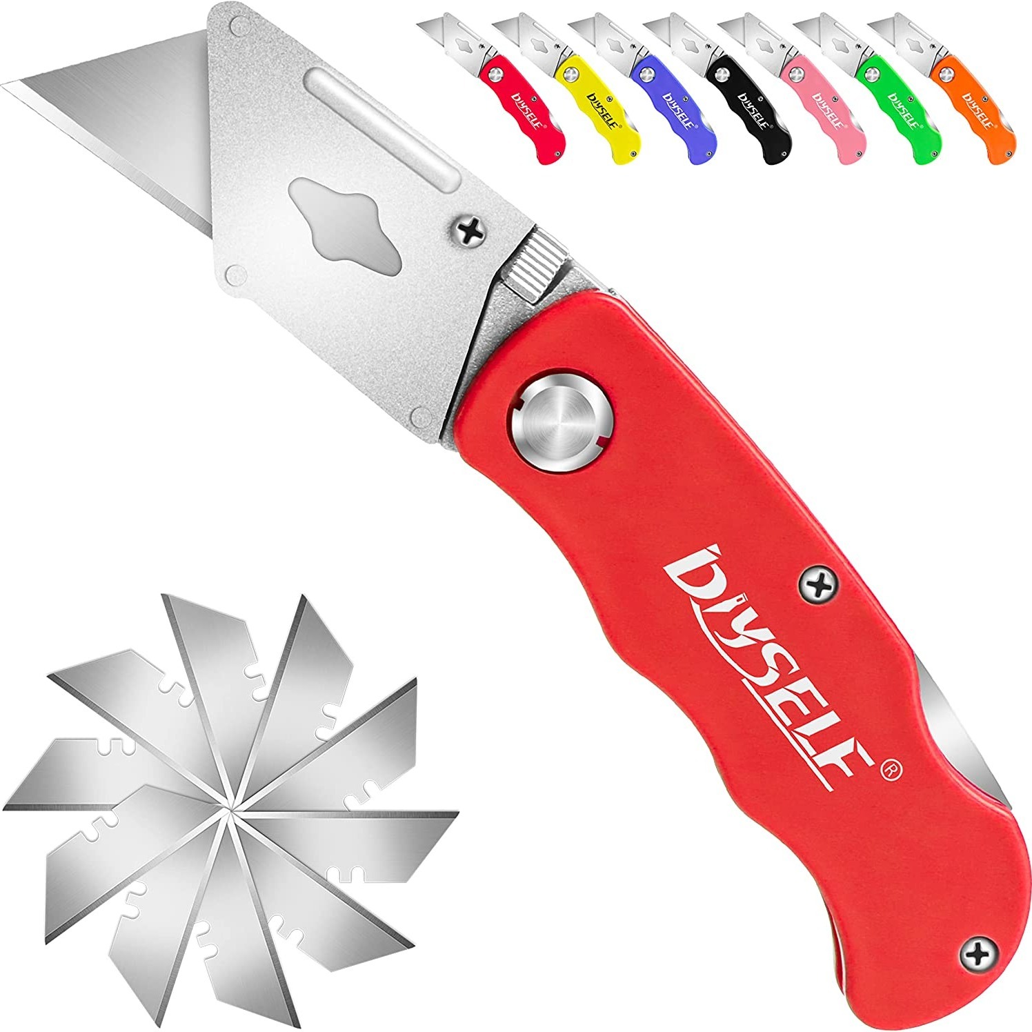  Box Cutter Retractable Utility Knife - Heavy Duty Box Cutter  Knife Cardboard Cutter - Box Opener Razor Blades Utility Knife - Box Knife  Carpet Cutter with 5 Sharp Blades : Tools & Home Improvement