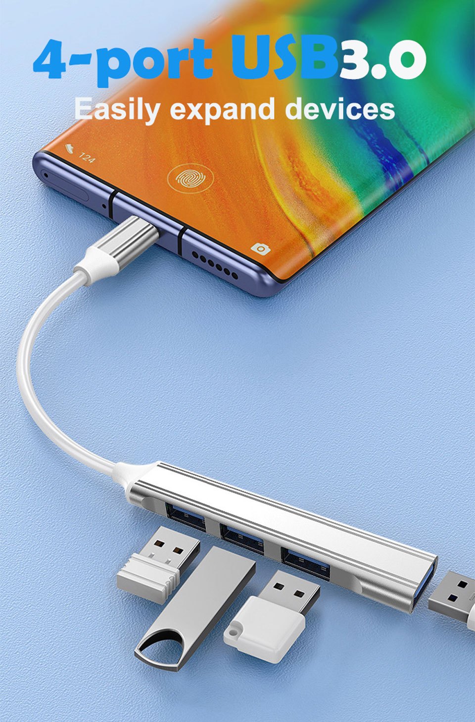 Usb C Hub 4 In 1 Usb C Hub Usb 3 1 Type C To Usb 2 0 Hub - Temu