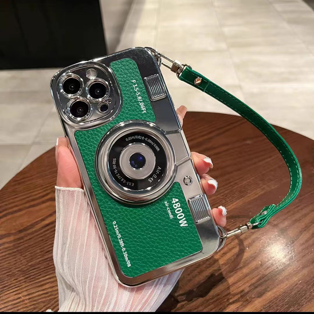 3d vintage camera retro phone case with pu leather strap for iphone 15 14 pro max 14 plus 14 pro 14 13 pro max 13 pro 13 12 pro max 12 pro 12 11 pro max 11