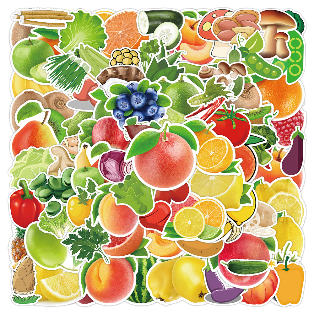 100pcs Cartoon Fruits And Vegetables Series Graffiti Waterproof ...