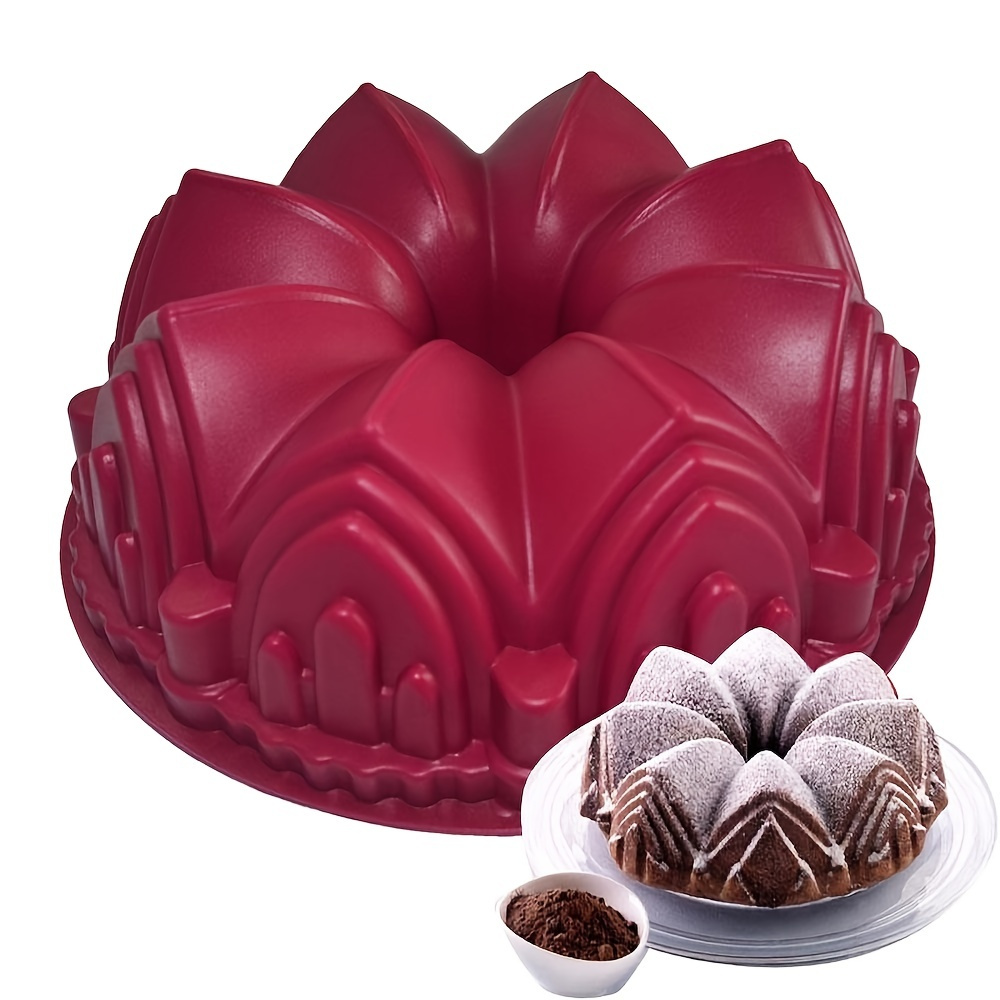 

1pc Large Castle Crown Cake Mold - Silicone Kitchen Baking Mold For Diy Cakes And Desserts