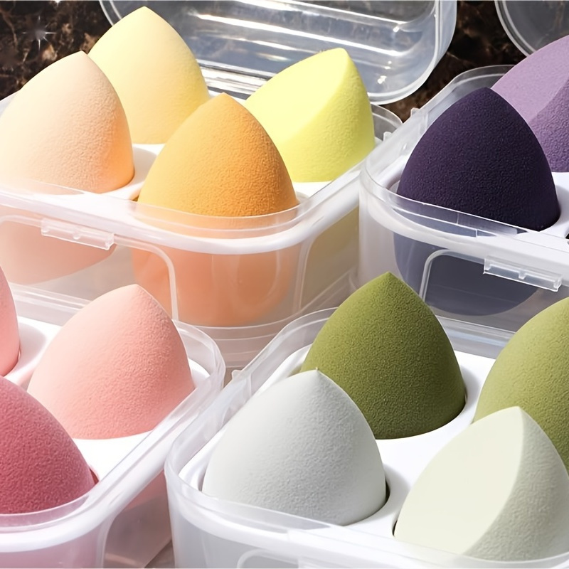

4pcs Dry And Wet Use Cosmetic Puff Sponge For Foundation, Powder, And Beauty Blender - Perfect Beauty Tool For Flawless Makeup Application - Powder Puff