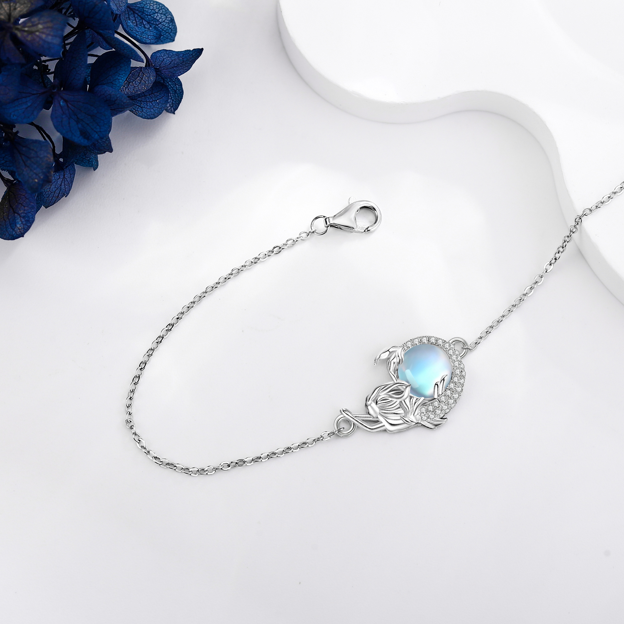 925 Moonstone Mermaid Bracelet for Women