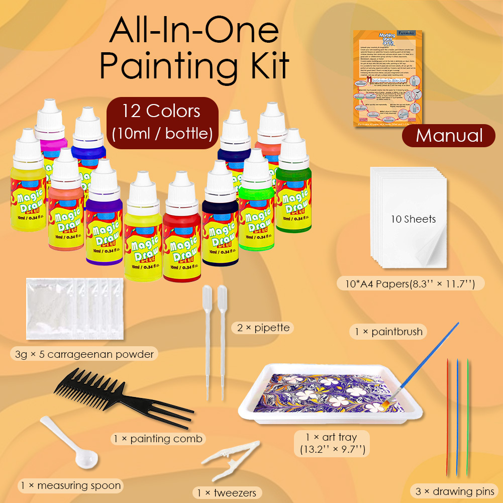 Arts & Crafts For Kids Ages 8-12 6-8,Water Marbling Paint Kit, Art Supplies
