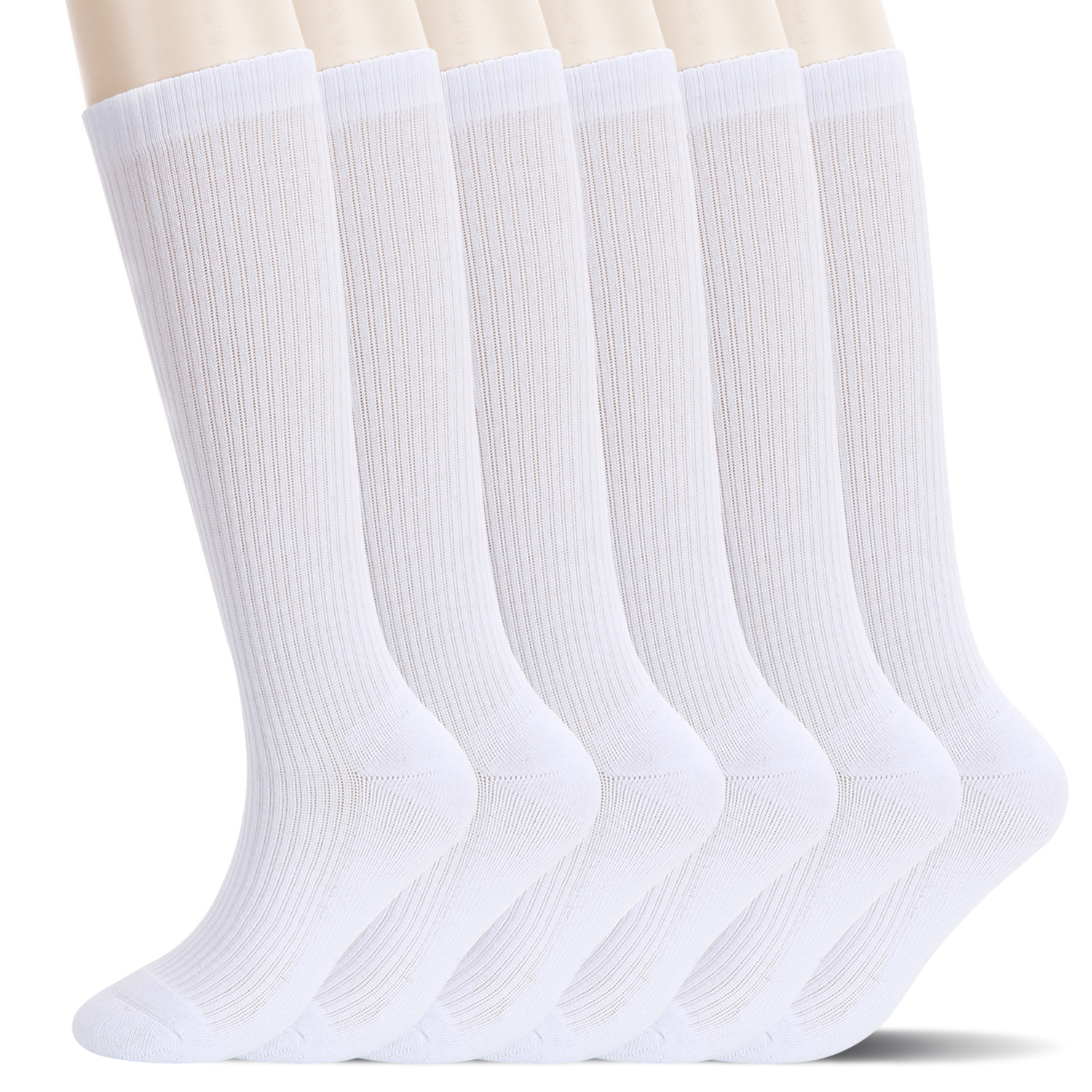 6Pairs Cotton Compression Socks for Men & Women Circulation 8-15mmHg Knee  High Socks 