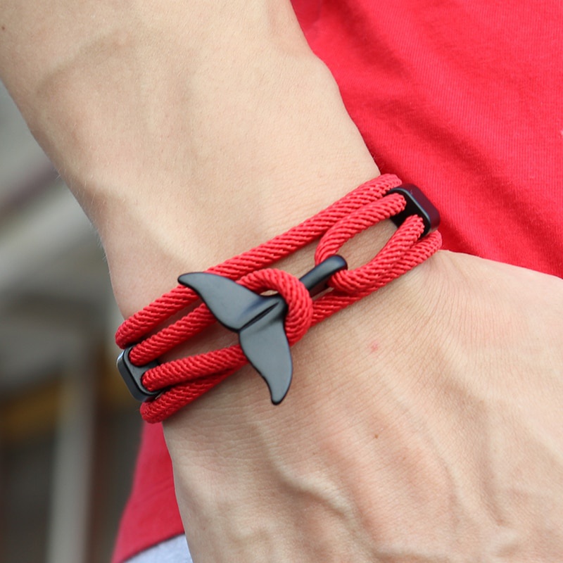 Hand Braided Whale Tail Adjustable Bracelet, Unique Design