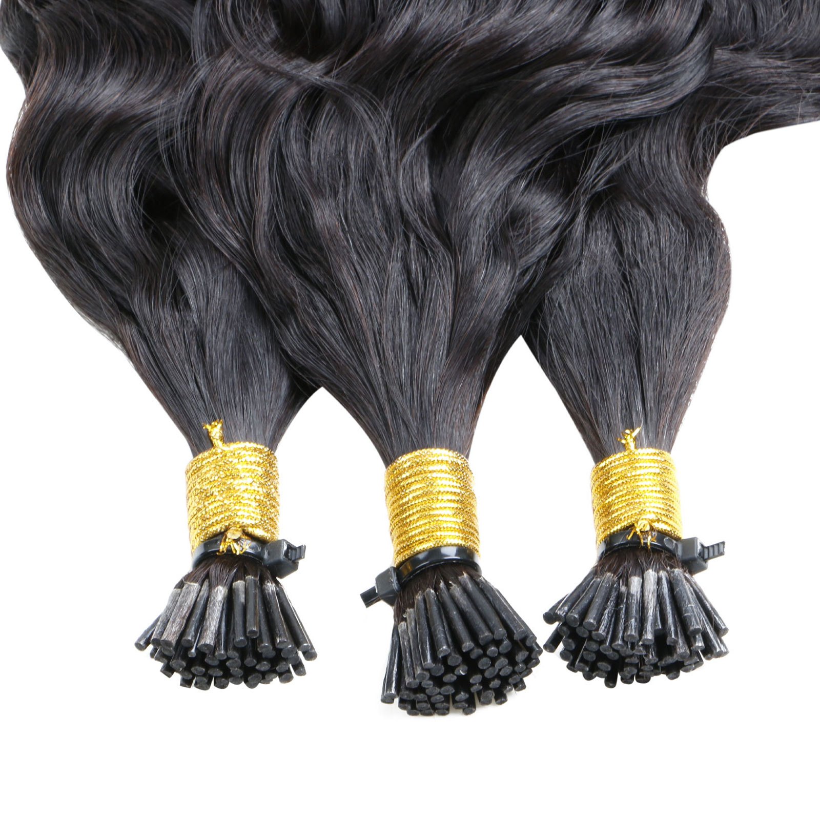 I Tip Human Hair Extensions Virgin Hair Off Black #1B