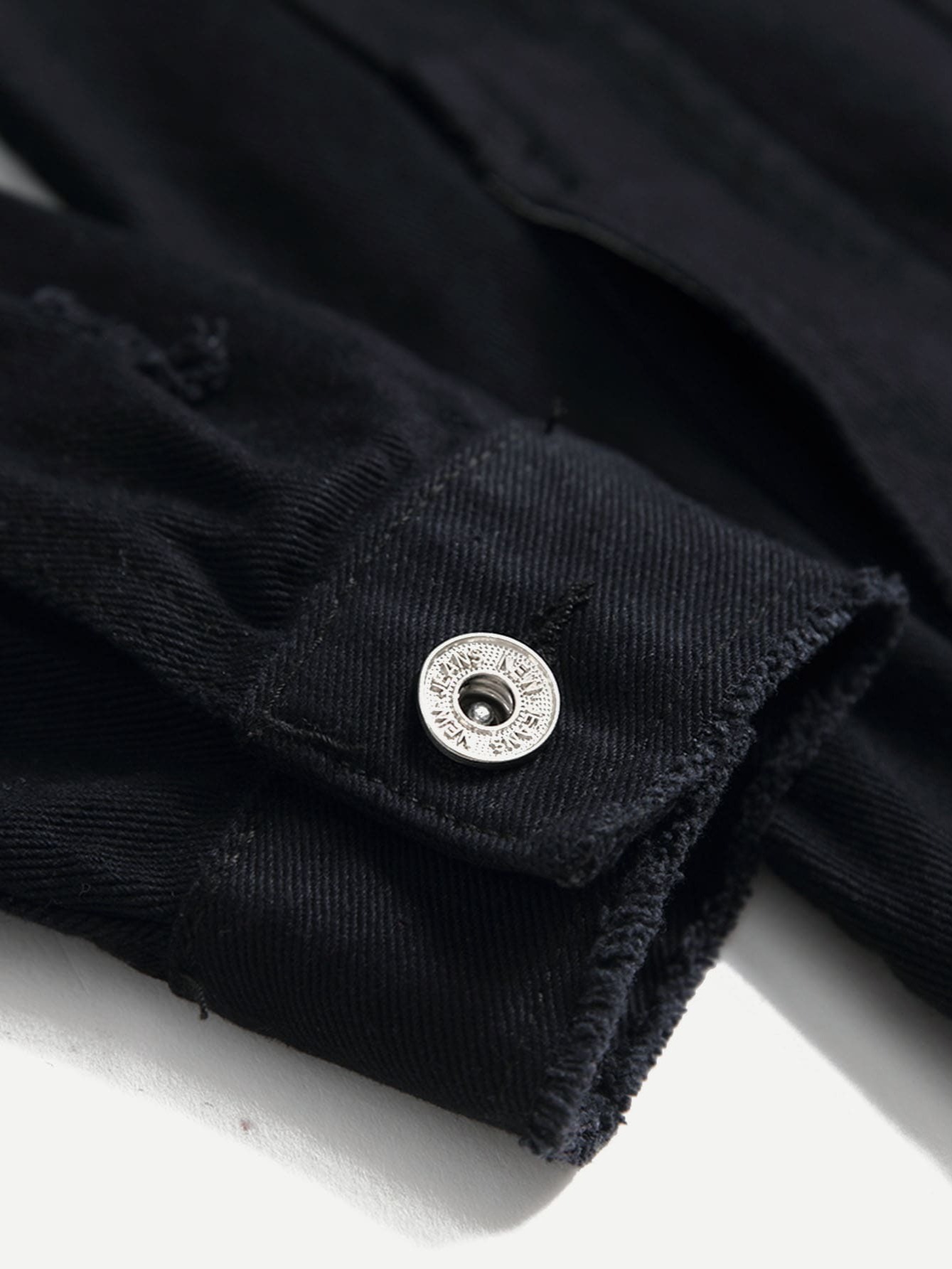 Men's Black Ripped Slim Button Denim Jacket Temu