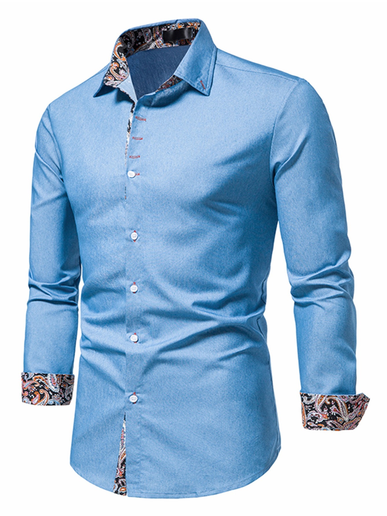 Camisa De Manga Larga Con Puños y Botones Para Hombre, camisa casual ideal  para las 4 estaciones