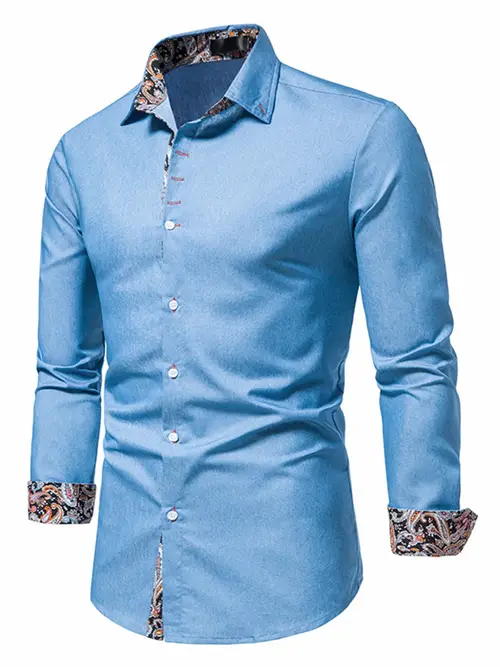 Cotton Denim Shirt Men Long Sleeve Quality Cowboy Shirts For Men Casual ...