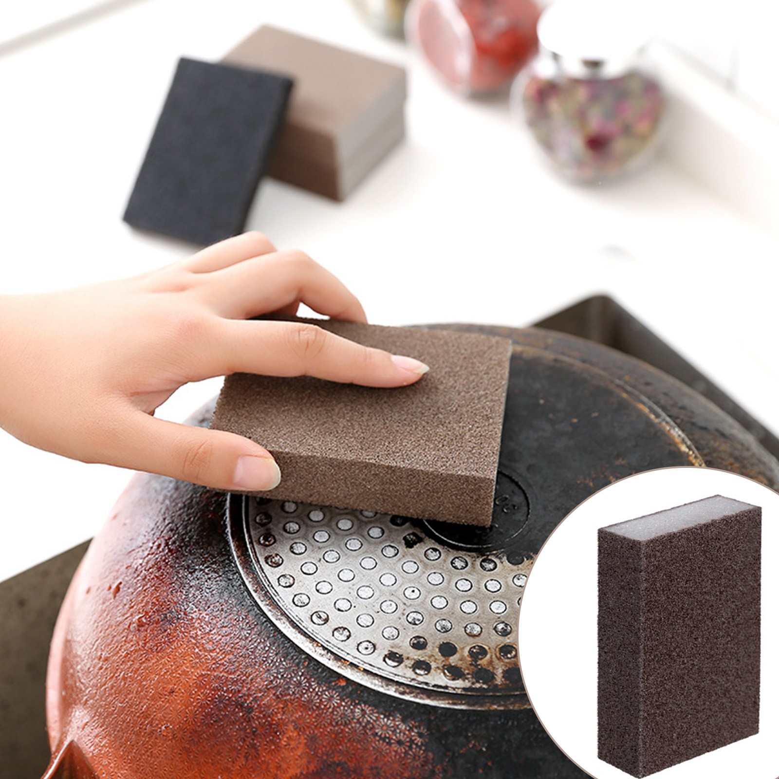 1 Pack Cleaning Sponge Cast Iron Removal Rust Cleaning Brush Eraser
