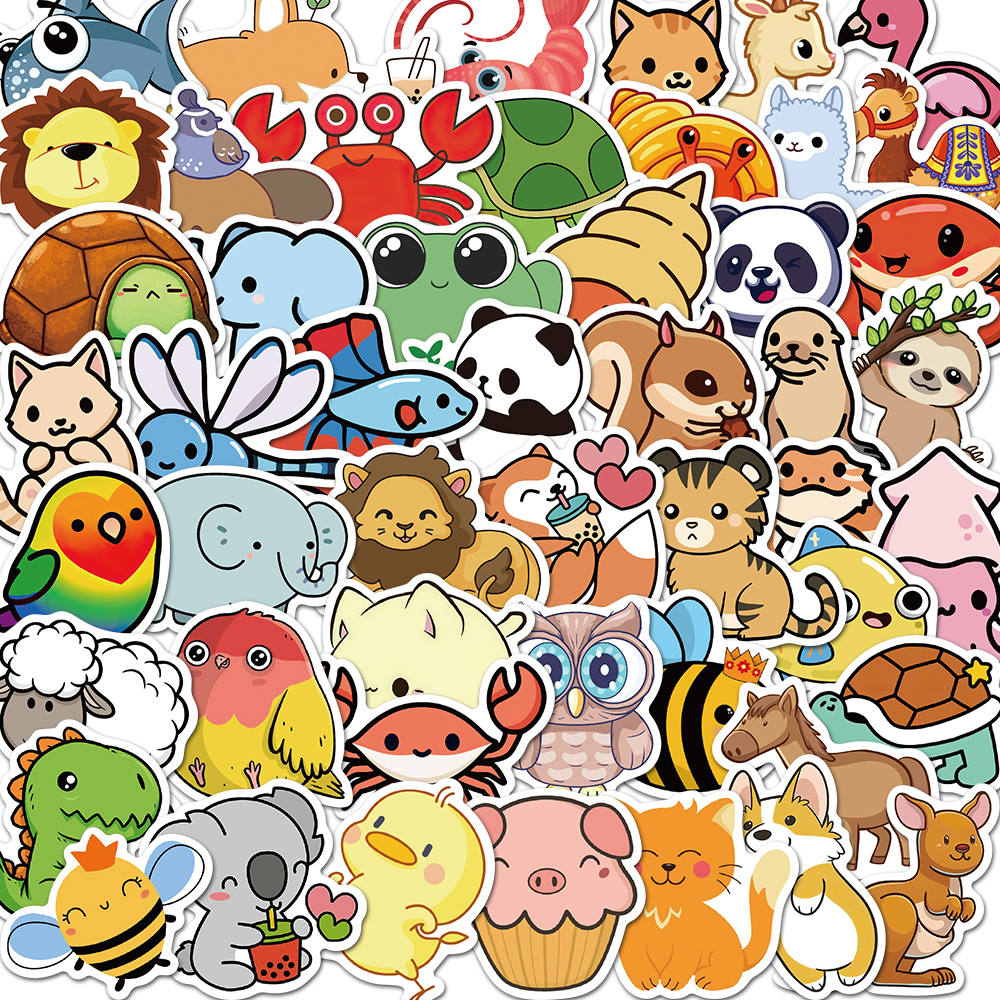 50pcs Cute Cartoon Animal Waterproof Stickers Toys & Games Temu