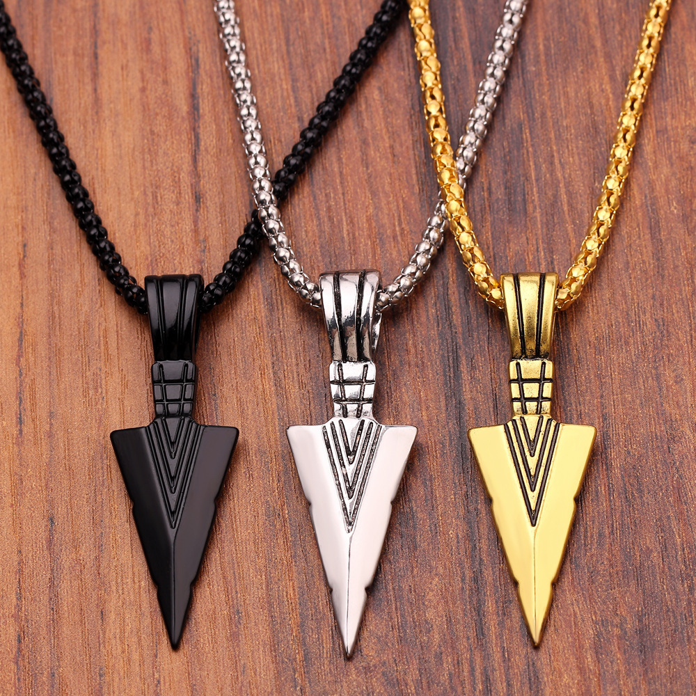 

Long Black Arrow Pendant Chain Hip Hop Punk Rock Necklace