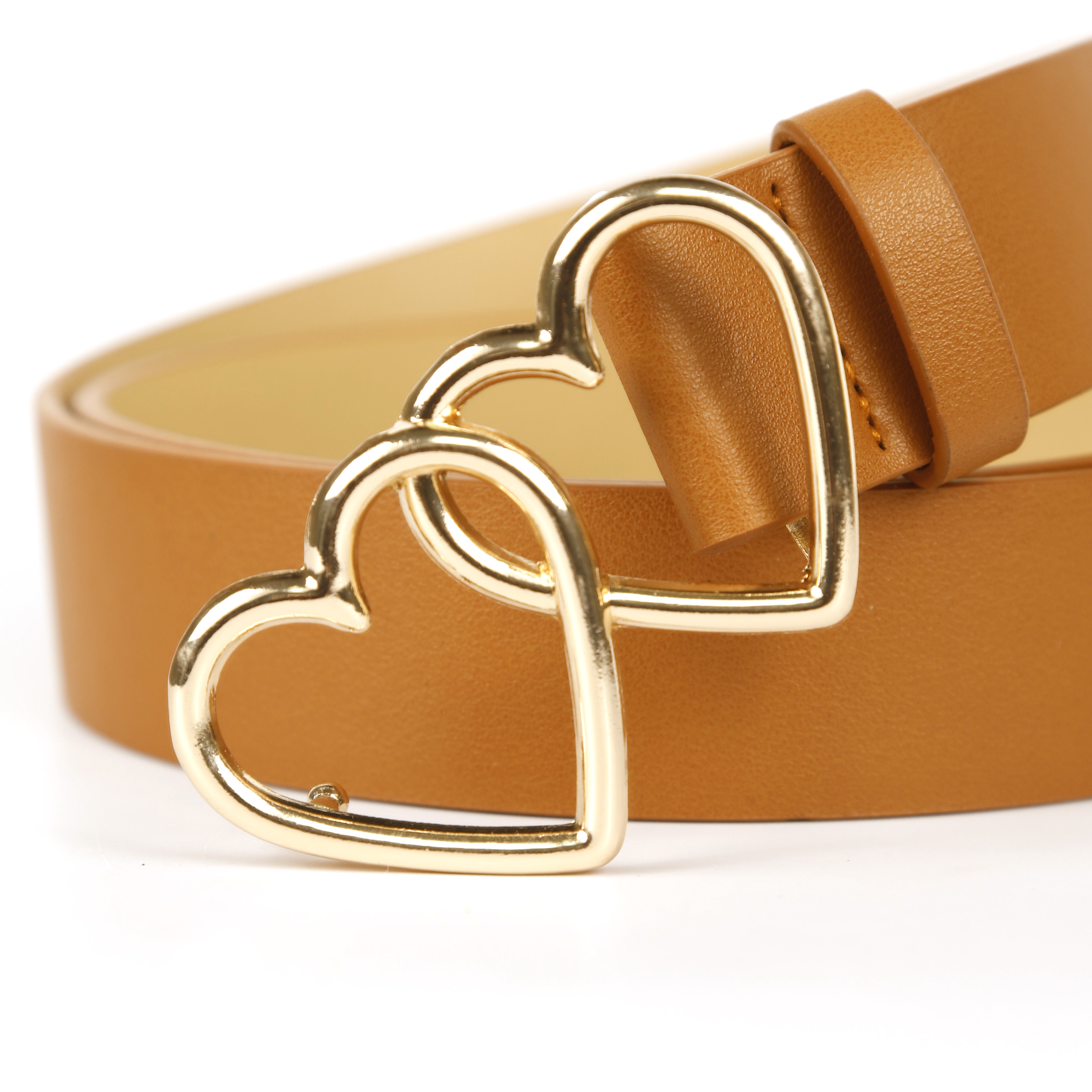 HEART LEATHER BELT BEIGE