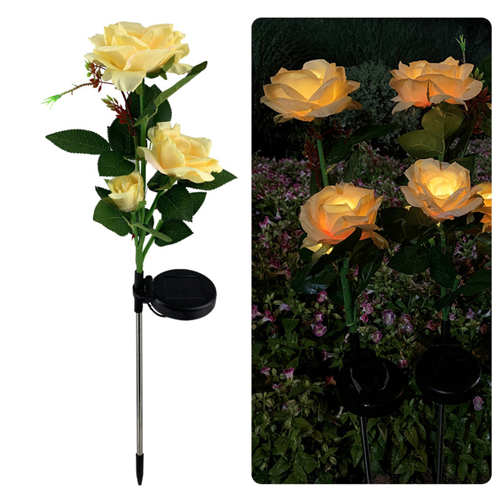 Led Solar Rose Light Waterproof Realistic Flowers Lamp - Temu