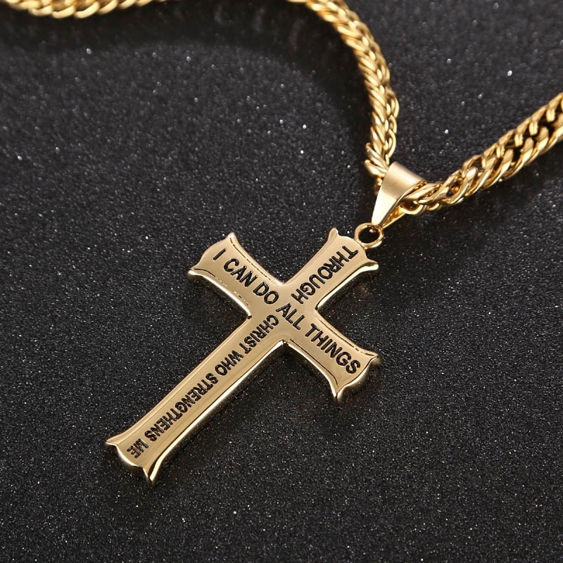 i can do all things through christ cross christian necklace golden color 6