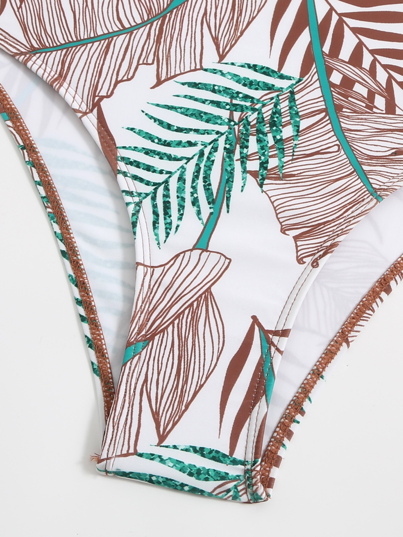 Fern Print Two piece Swimsuit Matching T back Bathing Suit - Temu